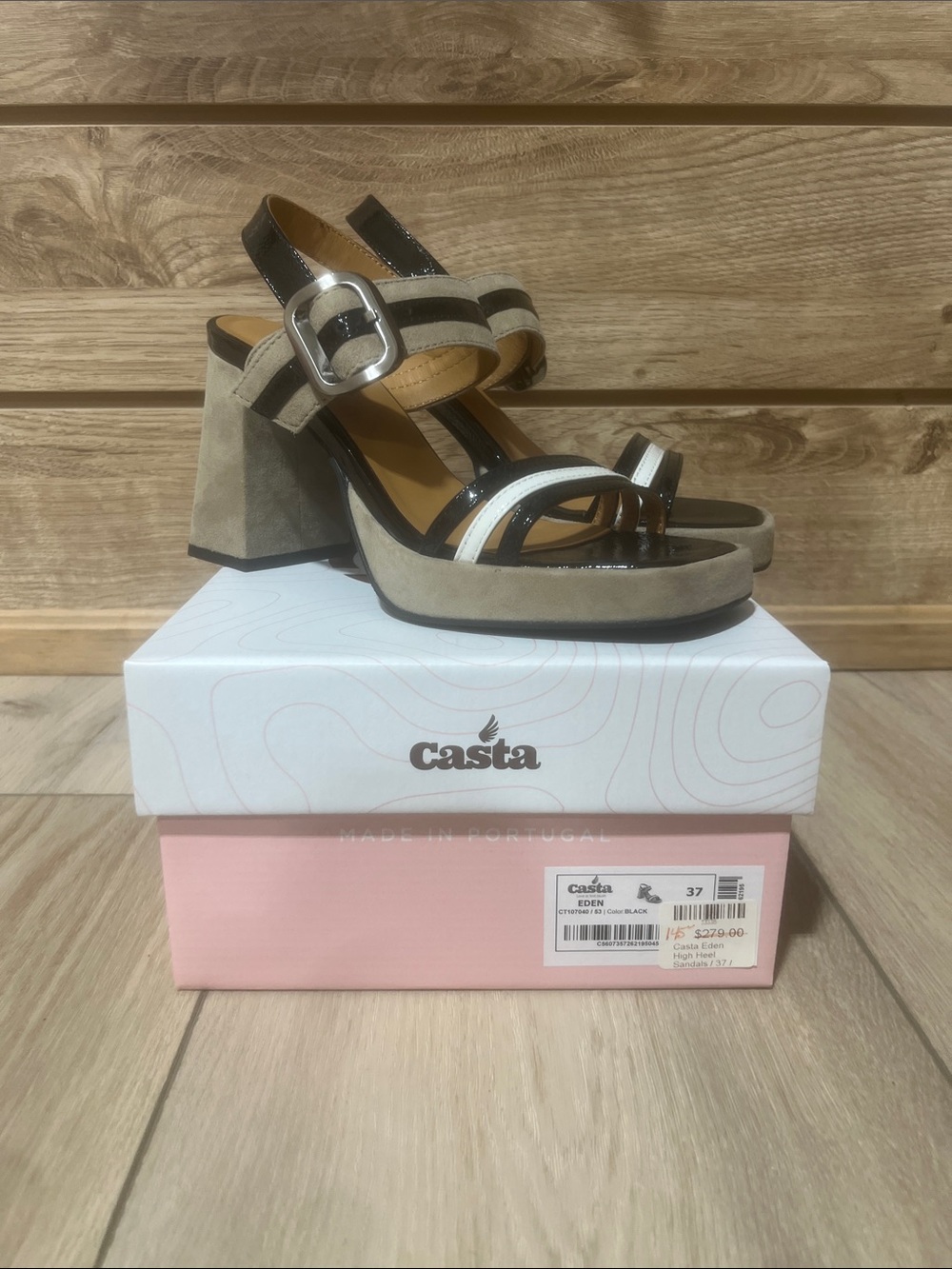 Casta Women's Tan and Black Suede Platform Sandals